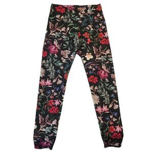 Old Navy Women Activewear Leggings M Black Legging Floral Go-Dry Yoga 28" Inseam